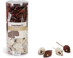 Beeztees - Pluche speelmuisjes - 4 stuks kattenspeelgoed - speelmuis - kattenspeeltjes