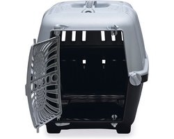 Beeztees transport box PRATIKO zwart/grijs - 48 x 31 x 33 cm - voor katten en zeer kleine hondjes - ECO-friendly (gerecycleerd materiaal)