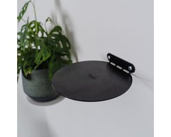 Befold plankje rond, 16cm, zwart | minimalistisch, zwevend, onzichtbaar, stalen muur/wand plankjes voor plant, ornament of boek