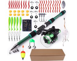 Beginnershengelset - Inclusief opbergtas, hengel en doos en accessoires - Complete hengelset - Kinderhengel - Hengelset - Hengel - Vakantieplezier - 1,2 m