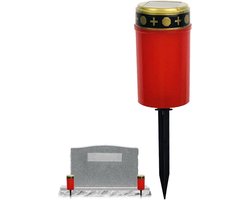 Begraafplaats Solar Lamp - Grave Kaarsen - Herdenkingsdecoratie - Vlamloos LED Licht - 23.5 cm Hoog - Rood