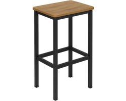 BEGRYF Barkruk - Industrieel – Zwart Metaal / Licht Hout – 65 cm