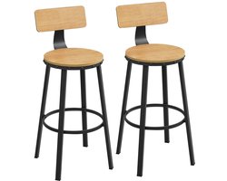 BEGRYF - Barkrukken set van 2 - honingbruin - met rugleuning - 54,5x37x99 cm