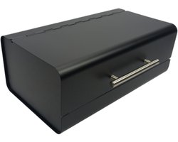 BEGRYF - Broodtrommel - staal - zwart - klepdeksel - 36x20,5x14,5 cm