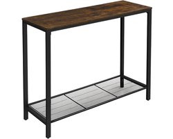 BEGRYF - Consoletafel - rustiek bruin - zwart frame - 100x35x80 cm