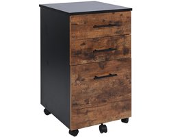 BEGRYF Ladeblok - houtlook - rustiek bruin/zwart - verrijdbaar - 3 laden - 42x40x72 cm