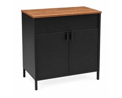 Begryf - Opbergkast - Industriële kast met 2 deuren en plank - Zwart en rustiek bruin - 80 x 40 x 84 cm