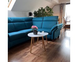 BEGRYF Set van 2 Salontafels - Bijzettafels - Wit & Bamboe - Modern & Scandinavisch - 55x53 cm & 39x39 cm