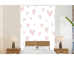 Behang babykamer - Fotobehang Design - Hart - Roze - Roze - Meisjes - Baby - Meiden - Breedte 170 cm x hoogte 260 cm - Kinderbehang