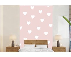 Behang babykamer - Fotobehang Hart - Patronen - Kinderen - Roze - Meisjes - Baby - Meiden - Breedte 200 cm x hoogte 300 cm - Kinderbehang
