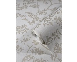 Behang Beige - Gebroken Wit - Bloemen - Woon/Slaapkamer - Muurdecoratie
