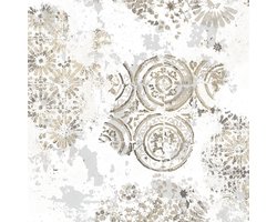 Behang boho cirkel en bloemen stempels - Behang - Wandbekleding - Wanddecoratie - Vliesbehang - Zero - 0,53 x 10,05 M.