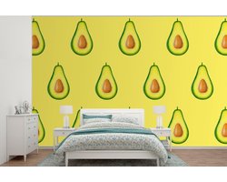 Behang - Fotobehang Avocado - Patroon - Geel - Breedte 330 cm x hoogte 220 cm