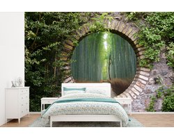 Behang - Fotobehang Bamboe - Bos - Japans - Doorkijk - Breedte 390 cm x hoogte 260 cm