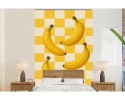 Behang - Fotobehang Bananen - Geel - Geblokt - Breedte 145 cm x hoogte 220 cm