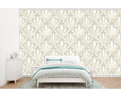 Behang - Fotobehang Barok - Patroon - Beige - Breedte 405 cm x hoogte 260 cm