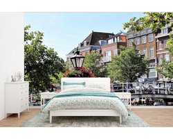 Behang - Fotobehang Brug - Water - Leiden - Breedte 400 cm x hoogte 300 cm