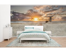 Behang - Fotobehang De weg naar de zonsondergang op het strand van Fuerteventura - Breedte 500 cm x hoogte 280 cm