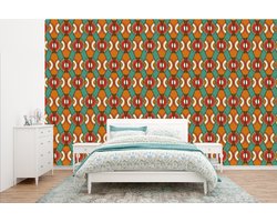 Behang - Fotobehang Design - Retro - Oranje - Abstract - Breedte 385 cm x hoogte 240 cm