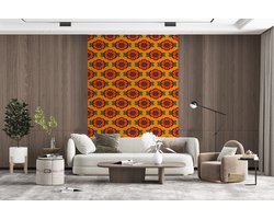 Behang - Fotobehang Design - Retro - Rozen - Oranje - Breedte 195 cm x hoogte 300 cm