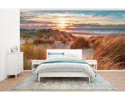 Behang - Fotobehang Duin - Planten - Zonsondergang - Strand - Zee - Breedte 500 cm x hoogte 280 cm