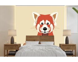 Behang - Fotobehang Een illustratie van een grappige rode panda - Breedte 280 cm x hoogte 280 cm