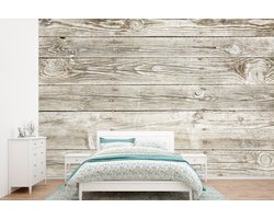 Behang - Fotobehang Een lichte houten muur als achtergrond - Breedte 360 cm x hoogte 240 cm