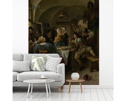 Behang - Fotobehang Familietafereel - Jan Steen - Breedte 225 cm x hoogte 280 cm