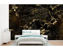 Behang - Fotobehang Goud - Zwart - Luxe - Breedte 390 cm x hoogte 260 cm