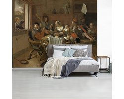 Behang - Fotobehang Het vrolijke huisgezin - Jan Steen - Breedte 275 cm x hoogte 220 cm
