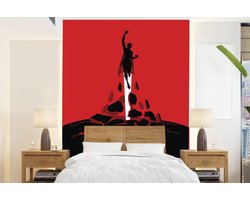 Behang - Fotobehang Kinderillustratie van superheld die uit steen breekt - Breedte 175 cm x hoogte 240 cm
