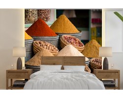 Behang - Fotobehang Kruiden - Ton - Specerijen - Geel - Bruin - Breedte 350 cm x hoogte 350 cm