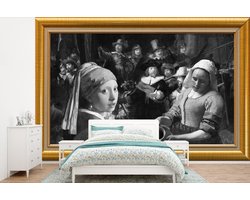 Behang - Fotobehang Kunst - Oude meesters - Goud - Lijst - Breedte 360 cm x hoogte 240 cm