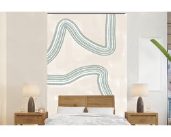 Behang - Fotobehang Lijnen - Groen - Wit - Abstract - Design - Breedte 155 cm x hoogte 240 cm - Behangpapier