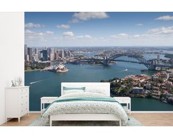 Behang - Fotobehang Luchtfoto van de enorme Australische stad Sydney - Breedte 525 cm x hoogte 350 cm