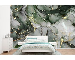 Behang - Fotobehang Luxe - Marmer - Groen - Breedte 330 cm x hoogte 220 cm