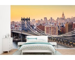 Behang - Fotobehang Manhattan Bridge in New York - Breedte 420 cm x hoogte 280 cm