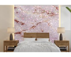 Behang - Fotobehang Marmer - Paars - Rood - Breedte 260 cm x hoogte 260 cm