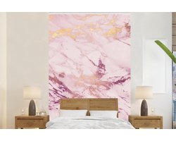 Behang - Fotobehang Marmer - Paars - Roze - Breedte 145 cm x hoogte 220 cm