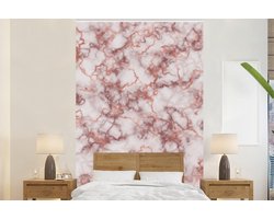 Behang - Fotobehang Marmer - Rood - Patronen - Breedte 160 cm x hoogte 240 cm