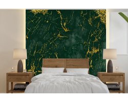 Behang - Fotobehang Marmer - Smaragd - Goud - Breedte 240 cm x hoogte 240 cm