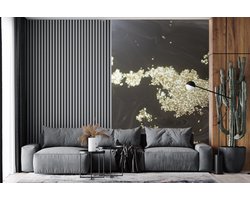 Behang - Fotobehang Marmer - Zwart - Goud - Luxe - Breedte 170 cm x hoogte 260 cm