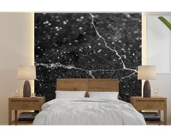 Behang - Fotobehang Marmer - Zwart - Zilver - Breedte 240 cm x hoogte 240 cm