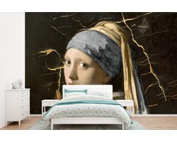 Behang - Fotobehang Meisje met de parel - Vermeer - Marmer - Breedte 600 cm x hoogte 400 cm