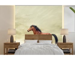 Behang - Fotobehang Paard - Stof - Zand - Breedte 220 cm x hoogte 220 cm