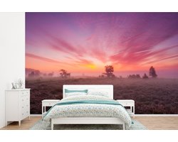 Behang - Fotobehang Paarse tinten in Nederlands landschap - Breedte 420 cm x hoogte 280 cm