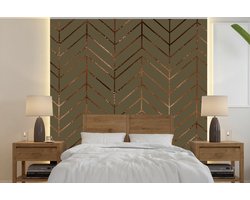 Behang - Fotobehang Patronen - Luxe - Brons - Groen - Breedte 220 cm x hoogte 220 cm