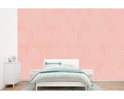 Behang - Fotobehang Patronen - Luxe - Roze - Zeshoeken - Breedte 360 cm x hoogte 240 cm