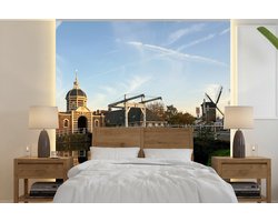 Behang - Fotobehang Poort - Water - Leiden - Breedte 220 cm x hoogte 220 cm
