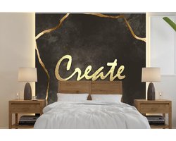 Behang - Fotobehang Quote - Creatief - Goud - Zwart - Breedte 240 cm x hoogte 240 cm